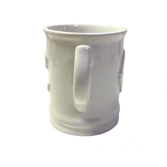 NWT Signature Monogram Embossed White Ceramic Mug - Picture 2 of 8